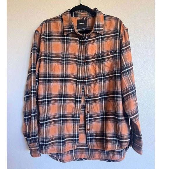 Prana Tops - Prana Plaid Flannel Button Down Shirt M Orange Cottagecore Gorpcore Clean Girl